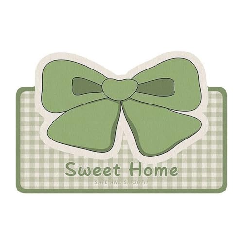 Teppich für Badezimmer Badezimmerteppich mit grünem Gittermuster, gewölbte Bodenmatte, sehr saugfähig, weich, rutschfest, saugfähig, schnelltrocknend, Badematte, Teppich aus Gummi, (Green, 40X60CM) von Fycakly
