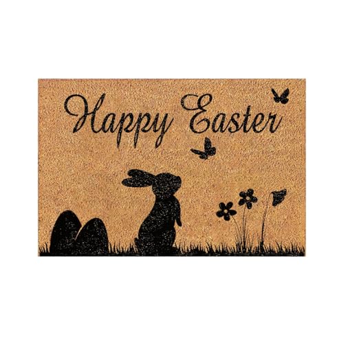 The Carpet Teppich Osterhasen-Fußmatte, Frohe Ostern, Willkommensmatte, Innen-/Eingangsteppich, Frühlingsfest-Fußmatte, einzigartiges Design für Zuhause (Brown, 40X60CM) von Fycakly