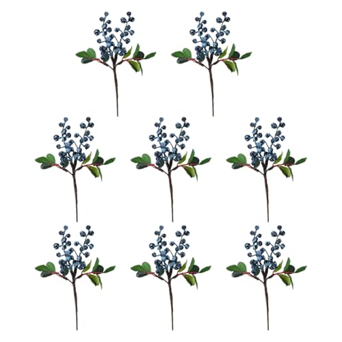 Trockenblumen Zum Basteln Berry 10 Stück 9,84 Zoll Lange künstliche Blaubeer-Picks mit grünen Blättern, Obst-Seidenblumen für Zuhause, Hochzeitsfotografie (Blue, 25X10X3cm) von Fycakly