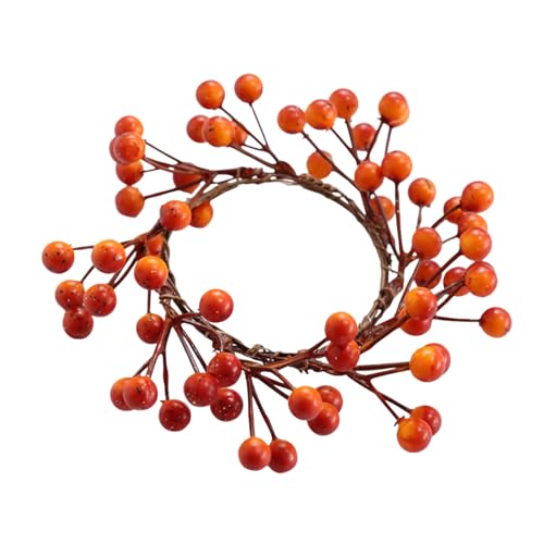 Windlicht Outdoor Herbst Beeren Kerzenringe Herbst Kerzenringe Kranz für Stumpenkerze Mini Beerenzweig Kerzenkranz Thanksgiving Kerzenkranz für (Orange, 18cm) von Fycakly