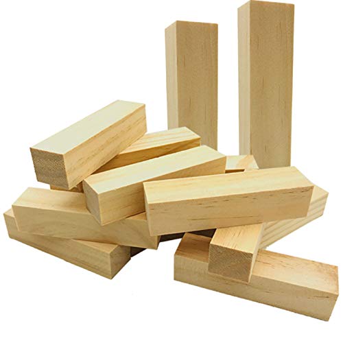 Fycooler Schnitzholz Schnitzen Natürlich Lindenholz Rohlinge Balsaholz zum Schnitzblöcke Holzblöcke Unbehandelt Schnitzblock Basswood Carving Blocks für DIY Holzschnitzen-10x2.5x2.5cm 14Stk von Fycooler