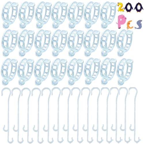 Fycooler 200pcs Pflanzenklammern-100pcs Tomatenhaken Gemüsehaken 13cm J-Haken Haken und Ringförmige Tomatenclips 100pcs Tomatenklammern - Pflanzenclips für die Aufbewahrung von Gartenpflanzen Stängel von Fycooler