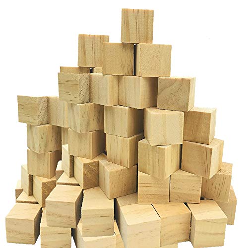 Fycooler 80Stück Holzwürfel 25x25mm Blanko Bastelwürfel,Natürlich Unfertige Holzblöcke,Puzzle Holzwürfel Blanko Deko Holz Basteln Holz Quadrat Würfel zum Basteln Bemalen Malen DIY Handwerk von Fycooler