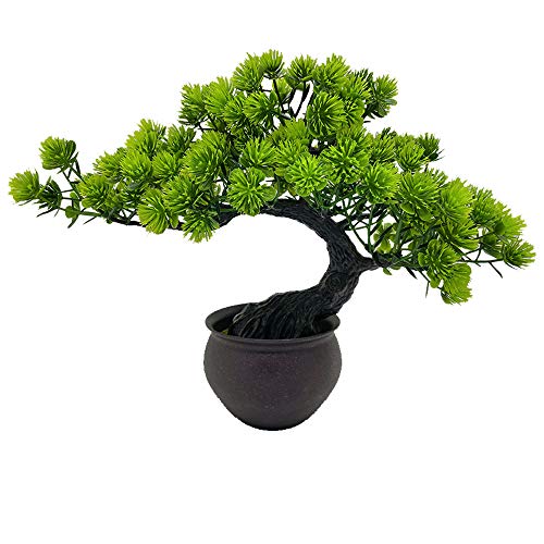 Fycooler Künstlicher Bonsai-Baum Künstliche Miniaturpflanzen im Topf Japanischer Zenbaum 33cm Künstliche Zimmerpflanzen Wacholder Bonsai Gefälschtes Pflanzengrün Home/Office Dekor Desktop Display-Grün von Fycooler