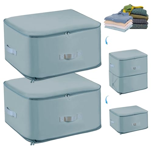 Fycyko 2 Stück Ultra Platz Sparender Selbstkomprimierender Organizer, Unterbett Aufbewahrungsbox, Aufbewahrungstasche für Steppdecken und Kleidungsstücke-Grau XL von Fycyko