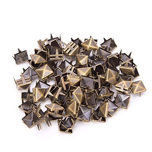100 Stück 9mm Quadratische Nieten, Pyramidenförmiger Punknietbolzen, 4 Klauen Quadratische Nieten Kupfernieten für DIY-Dekoration(Bronze-) von Fydun
