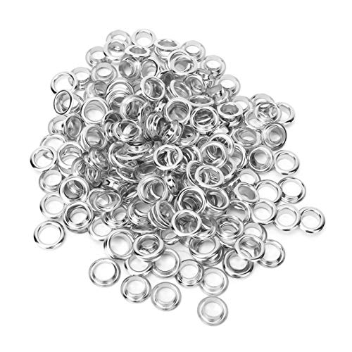 100Pcs 8mm Ösen Tülle, Metall Ösen Kleidungsstücke Schuhe Zubehör für Schuhe Perlenkerne Kleidung Leder Leinwand(Silber) von Fydun