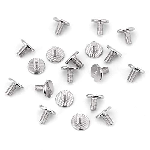 20 Stück Silvery Chicago Schrauben Ledernieten Schraubennieten Flacher Füllstoff für DIY Lederhandwerk(8mm) von Fydun