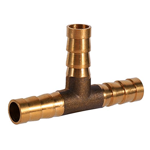 3 Wege T Stück Verbindungsstück, Fydun Messing Schlauchverbinder T-Stück 3 Wege Kraftstoffschlauch Verbindungsstück für Druckluftöl Gasleitung(8mm) von Fydun