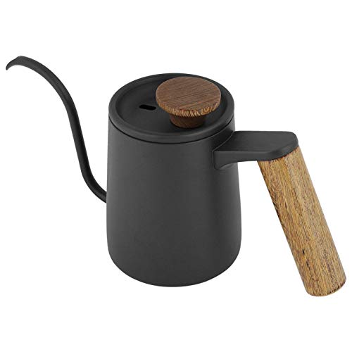 350ml Kaffeekanne Langer Schwanenhals Auslauf Kessel Edelstahl Kaffeemaschine Wasserkanne mit Griff für Hand Kaffee Tee Brühen(schwarz) von Fydun