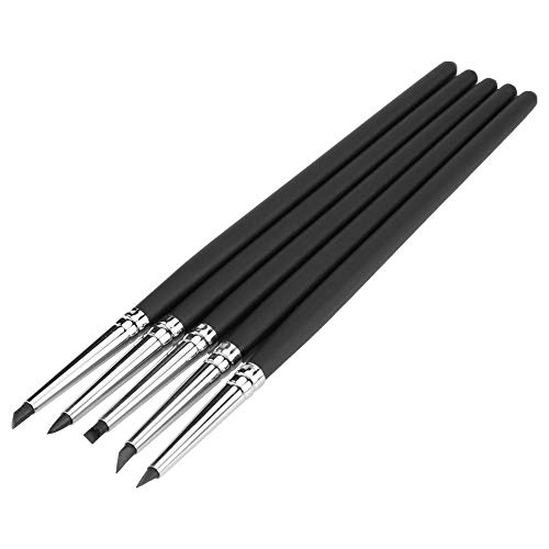 5 Stück Ton Keramik Stift Ton Formstift Silikon Weicher Kopf DIY Modellierung Punktieren Skulptur Schnitzen Handwerkzeug (Schwarz) von Fydun