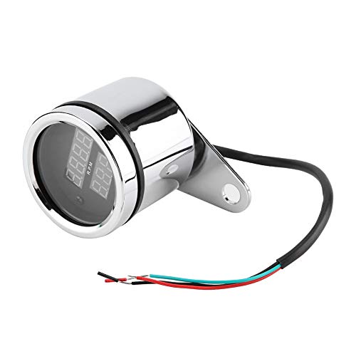 Drehzahlmesser Instrument Metall LED 2 in 1 Motorrad LED Digital Voltmeter Drehzahlmesser Metall Kilometerzähler Tachometer von Fydun