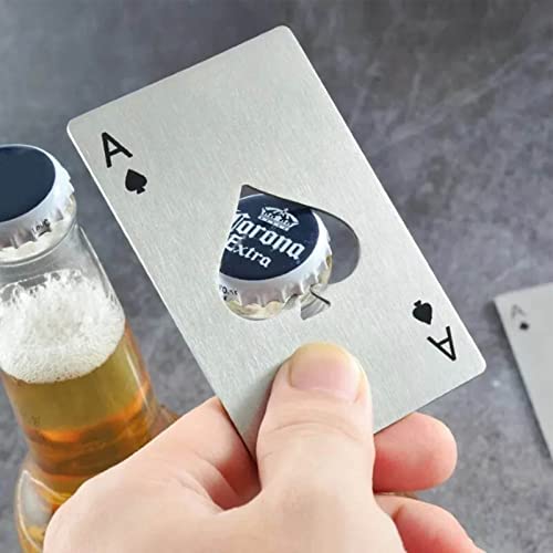 Fydun 20 -teilige Pokerkartenflaschenöffnungsöffnung Edelstahl -Bieröffner in Schwarzen und Silbernen Brieftaschengeschenken für Jeden Anlass von Fydun