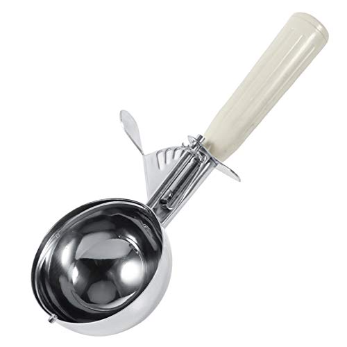 Eisportionierer Edelstahl Eislöffel für Eiscreme Eiscreme Plätzchen Kuchen Keksteig Lebensmittelqualität Home Restaurant Kitchen Tool (6.8CM-Grauweiß) von Fydun