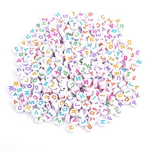 Fydun Letter Beads, 500Pcs 7 Colors Acrylic Letter Beads A-Z Round Alphabet Beads for Jewelry Making DIY Necklace Bracelet von Fydun