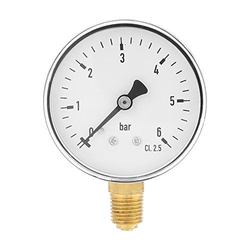 Fydun Manometer 1/4 "NPT Air Hydraulic Manometer 0-6 bar Manometer Seitenmontage für Druckminderer Wasserfilter Druckanzeiger von Fydun