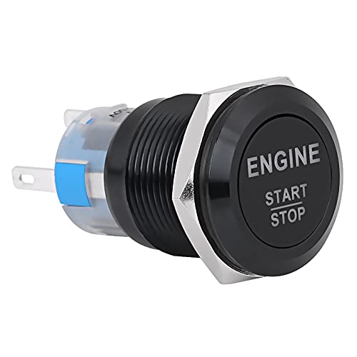 Fydun Motorstartschalter 12V Drucktaster Schalter LED Auto Motorstartstopp Druckschalter(Schwarz Zink aluminiumlegierung) von Akozon