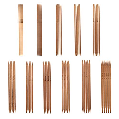 Stricknadel Bambus Set, Fydun 1 Set mit 55 Karbonisierten Bambus Doppelspitzig Stricknadelset 11 Größen 2.0-5.0mm Handarbeit Knitting Needles Crochet Hooks für Anfänger und Experten von Fydun