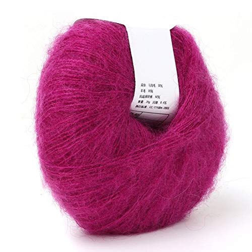 Wollgarn mit gehäkeltem, weichem Mohair Strick Angora Langwollgarn für DIY Schal Häkelgarnzubehör(Dunkelrot) von Fydun