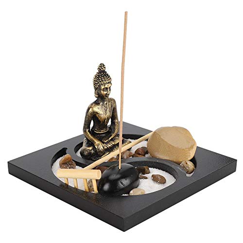 Nobrand Mini Meditation Zen Garden, Innovative Buddha Sand Tray Dekoration Statue Home Wohnzimmer Ornament Harz Handwerk(1907) von Fydun