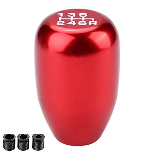 Fydun Gear Shift Knob 6 Gang Auto Schaltknauf Universal Metall Modifikation Manueller Schaltkopf Gangschaltung(Rot) von Fydun