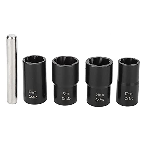 Twist Socket Set, Fydun 5-Teiliges Twist Steckschlüsselsatz aus Kohlenstoffstahl Sicherung der Radmutter Bolzen Bolzenabzieher 17 mm, 19 mm, 21 mm, 22 mm von Fydun