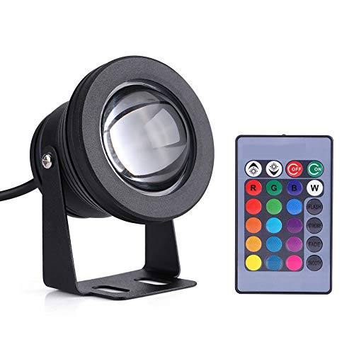 Fydun Underwater Light Lamp 10W 12V Unterwasser Spot RGB wasserdichte LED-Lampe Unterwasserleuchte mit Fernbedienung Teichbeleuchtung Aquarium (Schwarze Muschel) von Fydun
