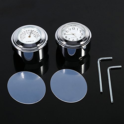 Universelle wasserdichte Motorrad-Lenkerhalterung Zifferblattuhr & Thermometer Temp Fit 7/8 "oder 1" Lenkeruhr Präzise Zeitmessuhr weiß von Fydun