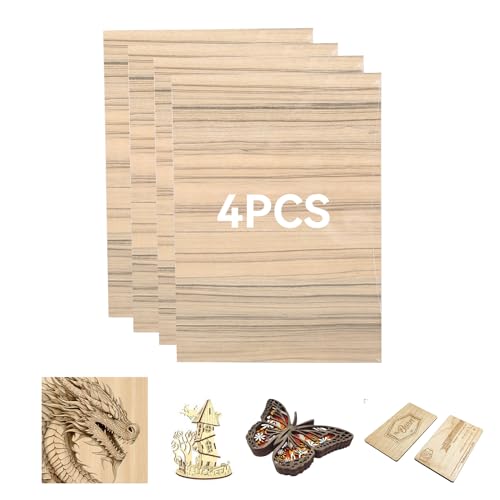 4 Stück A4 3mm Dicke Blankes Sperrholz, Lasergravur CNC-Schneiden 3-Lagige Unfertige Holzplatten 297x215mm (A4), Für Kunsthandwerk, Diy-Modelle (#10 Bassen Nussbaum) von Fyearfly