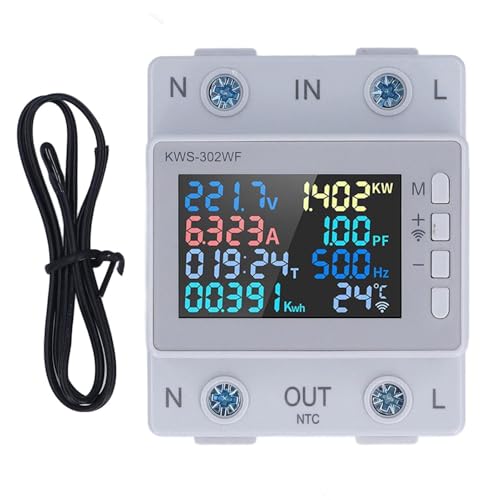 8 in 1 WiFi Energy-Messgerät, 0-17 KW Home Power Messer Wireless LED Color Display Rail Watt Stromverbrauch Monitor AC170-270V 63A von Fyearfly