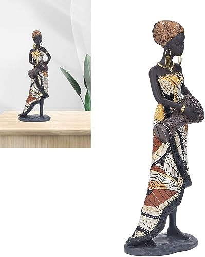 Afrikanische Statuen, Skulpturen, Heimdekoration, 30,5 cm, afrikanische Kunstskulpturen, afrikanische Frauenstatue, afrikanische Dekoration mit afrikanischer Trommel für Zuhause, Bücherregal, Bürodeko von Fyearfly