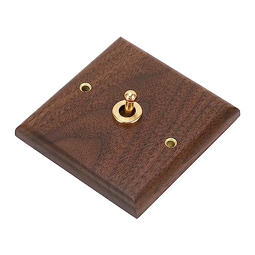 Antiker Dekorations-Kippschalter, Retro-Einzel-Kippschalter, 250 V, Mit Handgefertigtem Holz-Walnuss-Wandpaneel, Wand-Kippschalter, Einzel-Kippschalter, Walnuss-Wand-Kippschalter von Fyearfly