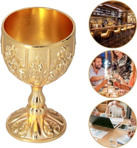 Antiker Goldbecher,2 Stück 30 ml Vintage Weinglas Kelch Kelchgläser Whisky Gläser, Gold Weinbecher Schnapsgläser Weinkelch Retro Weinkelch Ornamente für Home Bar Dekoration(Gold) von Fyearfly