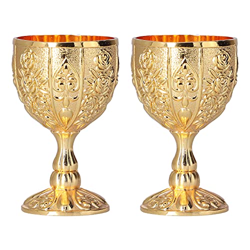 Antiker Goldbecher,2 Stück 30 ml Vintage Weinglas Kelch Kelchgläser Whisky Gläser, Gold Weinbecher Schnapsgläser Weinkelch Retro Weinkelch Ornamente für Home Bar Dekoration(Gold) von Fyearfly