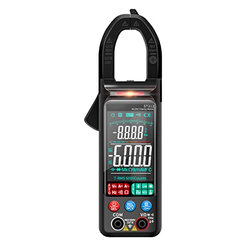 Digitales Zangenmessgerät, Multifunktions Zangenmessgerät, ST212 AC DC Strom Digitales Zangenmessgerät 6000 Count Multimeter Amperemeter Spannungswiderstandstester für Spannungsstromprüfung(Schwarz) von Fyearfly