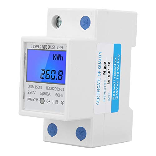 Elektronische Energiezähler, Einphasiger Energiezähler, 5-80A DDM15SD LCD Hintergrundbeleuchtung Digitalanzeige Einphasiger elektronischer Energie KWh Zähler, 35 mm DIN Schienenmontage von Fyearfly