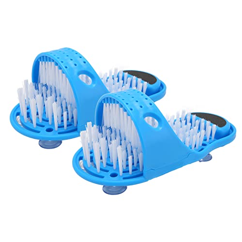 Fußwaschbürste Schuhe, 2 Stück Fußwaschbürste Schuhe Massage Scrubber Reinigung Peeling Fußbürste Pantoffel Blau für Badezimmer von Fyearfly