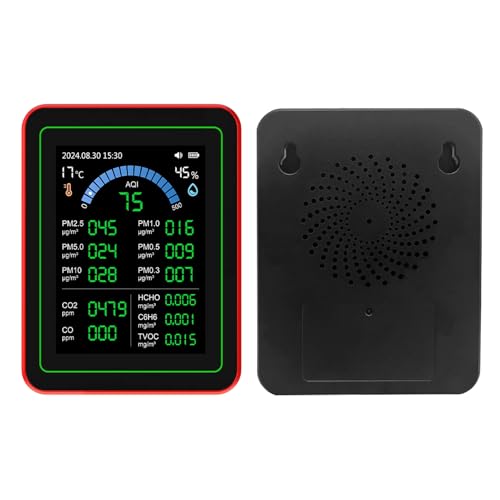 Fyearfly 18-in-1-Luftqualitätsmonitor, CO2 TVOC HCHO PM2.5 PM10 Temperatur-Feuchtigkeits-Erkennungstester Innen-Schreibtisch-Luftqualitätsmessgerät, für Büro, Schlafzimmer von Fyearfly
