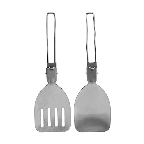 Fyearfly 2-teiliges Pfannenwender-Set aus 304 Edelstahl – faltbar, tragbar für Outdoor-Picknick-Kochen von Fyearfly
