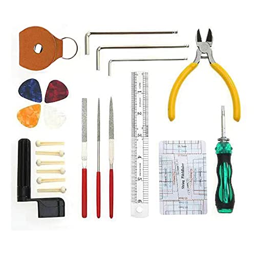 Fyearfly 23-teiliges Gitarren-Reparatur-Set – wesentliche Wartungswerkzeuge für Gitarre, Ukulele, Bass Fyearfly 23-teiliges Gitarren-Reparatur-Set – wesentliche Wartungswerkzeuge für Gitarre, Ukulele, Bass von Fyearfly