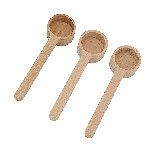 Fyearfly 3-teiliges Messlöffel-Set aus Holz, präzise Messung für Kaffee, Tee, Maske, DIY, unlackierte Holzmaserung, tragbares und umweltfreundliches Design von Fyearfly