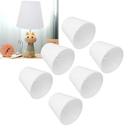 6 Clip Kleine Lampenschirme, Modern Simple Clip on Stoff Lampshades Weiße Lampenschirm Ersatz für Tischlampen Stehlampen Wandleuchten Deckenleuchte,5,5 x 3,66 x 5,12 Zoll von Fyearfly