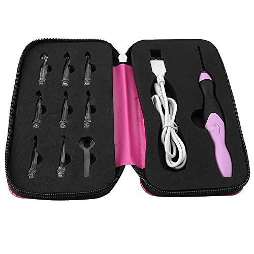 9-in-1 LED Häkelnadel-Set, USB wiederaufladbare Licht Häkelnadeln Nadeln Led leuchtendes Stricken Häkelset mit rosa Schale, geeignet für alle Ebenen von gehäkelten Projekten von Fyearfly