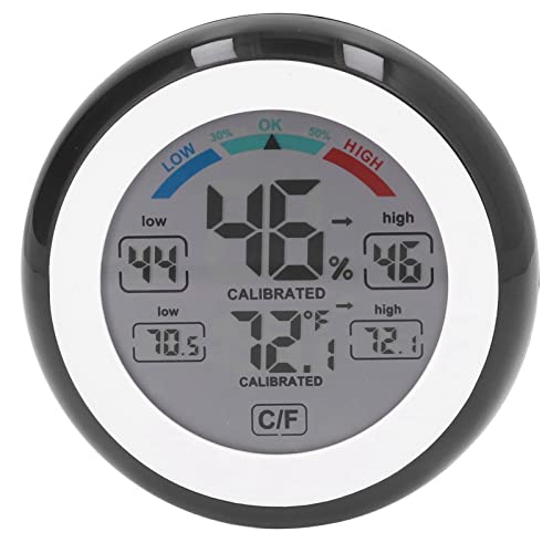 Fyearfly Digitales Thermometer-Hygrometer, Indoor-Outdoor-Thermometer-Hygrometer, runder Touchscreen, drahtloses elektronisches Temperatur- und Luftfeuchtigkeitsmessgerät mit LCD von Fyearfly