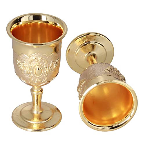 Fyearfly Mini Gold Kelch – 2 Stück Kleines Weinglas Europäische Hochwertige Goldene Retro Vintage Klassische Ornamente Dekoration Für Die Persönliche Sammlung Heimdekoration von Fyearfly