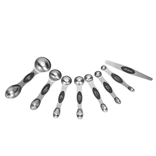 Fyearfly Messlöffel-Set, Doppelkopf-Magnetschaufel, schwarzer Griff zum Backen, präzise Gewürzmessung, platzsparendes Küchenwerkzeug von Fyearfly