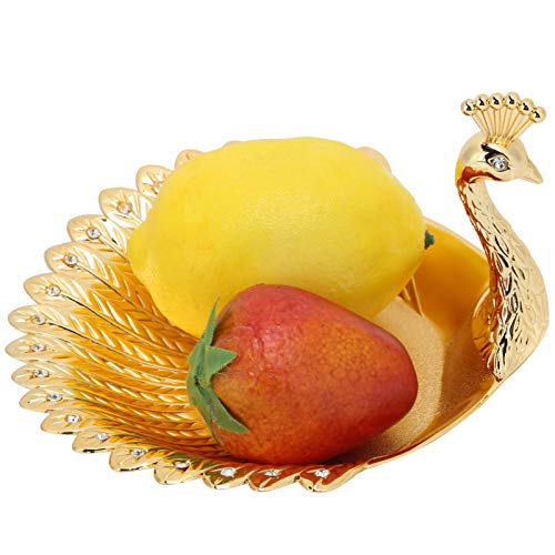 Fyearfly Obstschalen, Pfau Obstschale Elegante Pfauenplatte aus Metall, Multifunktionaler Abfluss Obst Snack Kuchen Aufbewahrung für Wohnzimmer Esstisch Obst von Fyearfly