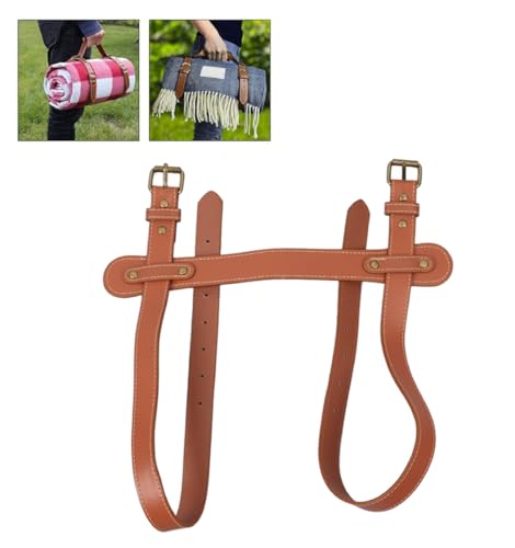 Fyearfly Picknick Deckengurt, PU Leder Tragegurt Yogamatte Tragegurt Mit Verstellbaren Löchern, Reißfester Tragbarer Teppichgurt Tragegurt Für Picknickdecke Travel Rug Yoga Teppich von Fyearfly