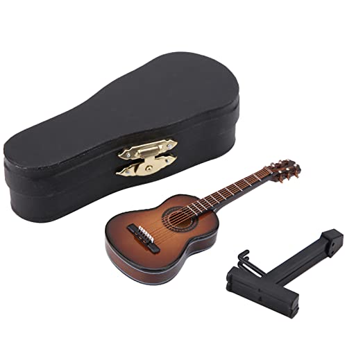 Fyearfly Retro Miniatur-Holz Gitarre Modell Display Mini Musik Ornamente Handwerk Heim Dekor Ornament mit Ständer und Aufbewahrung sbox(14cm-Kaffee) von Fyearfly