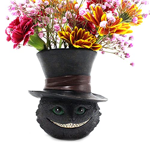 Fyearfly Schwarzer Katzen-Blumentopf – Katzen-Stil, Unteres Ablaufloch, 9 X 9,5 X 10,5 cm, Harzmaterial, Dekorativ, Praktisch, Desktop-Kaktus-Topf Für Die Heimdekoration von Fyearfly